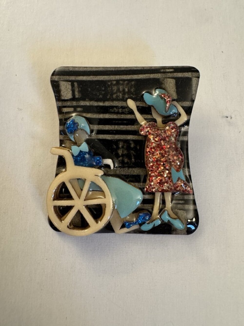 Vintage Woman Pins Pin By Lucinda Bookshelf Glitter Wheelchair H17